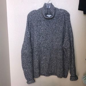 Oversized Gray Knit Turtle Neck Sweater